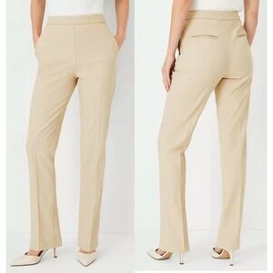 Ann Taylor Suiting SZ 4 Side Zip Straight Pant in Bi-Stretch Toasted Oat Summer